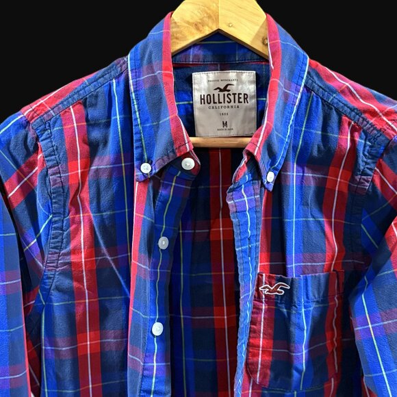 Hollister Other - Hollister Men's Red Blue Plaid Button-Up Shirt Casual